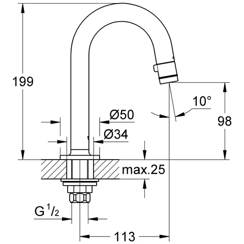 Grohe Universal Waschtisch-Standventil 20201 C-Auslauf chrom Grohe Universal Waschtisch-Standventil 20201 C-Auslauf chrom