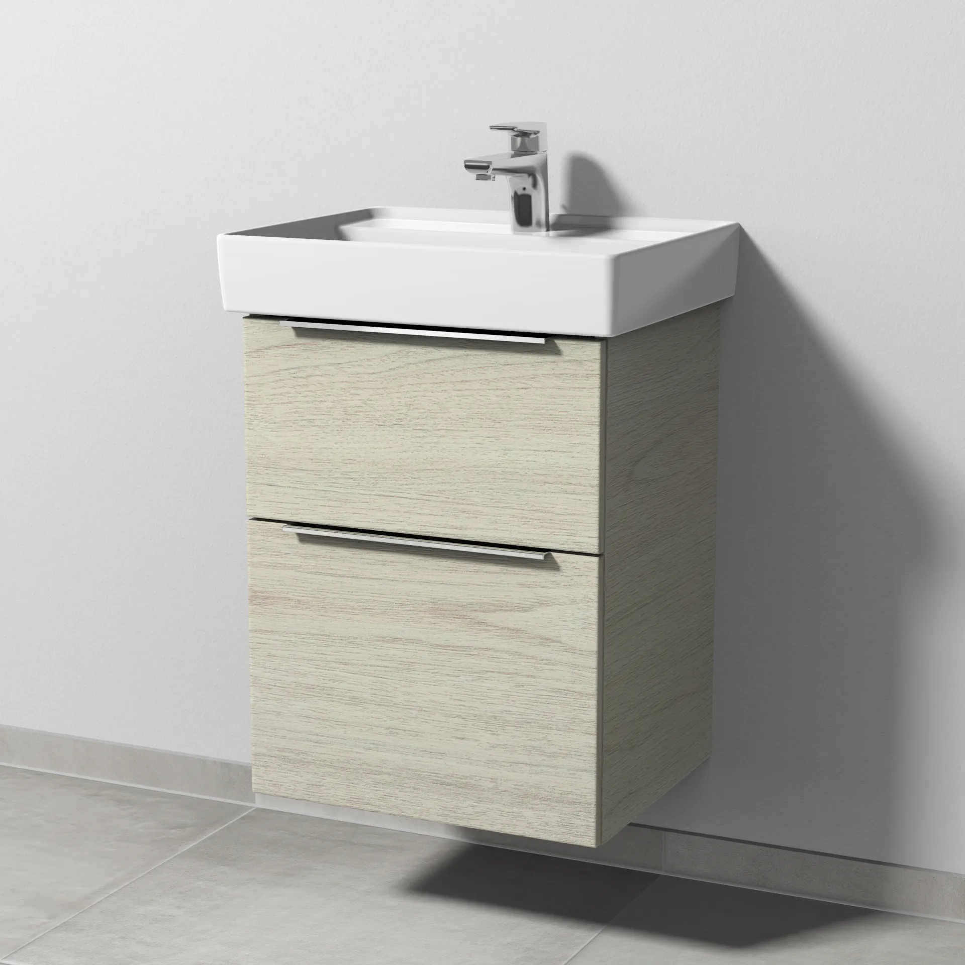 Sanipa Waschtischunterschrank „3way“ passend zu Keramik-Waschtische Collaro von Villeroy &Boch 450 × 588 × 377 mm in White Oak