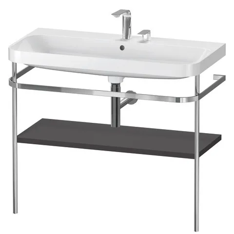 Duravit Waschtischunterschrank c-shaped Set mit Metallkonsole „Happy D.2 Plus“ 97,5 × 85 × 49 cm in Graphit Supermatt