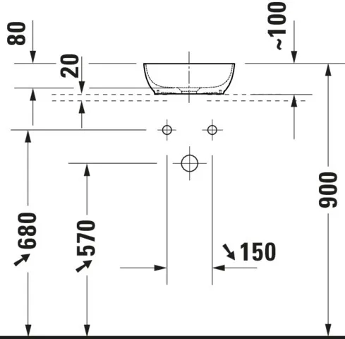Waschbecken „Sivida“ Waschtisch mit Konsole 12,3 cm in Weiß (matt)