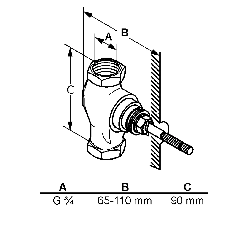 Kludi STANDARD Unterputzventil DN20, Messing, G3/4-Gewindeanschluss, Einbautiefe 65–110 mm – Bausatz 1 Kludi STANDARD Unterputzventil DN20, Messing, G3/4-Gewindeanschluss, Einbautiefe 65–110 mm – Bausatz 1