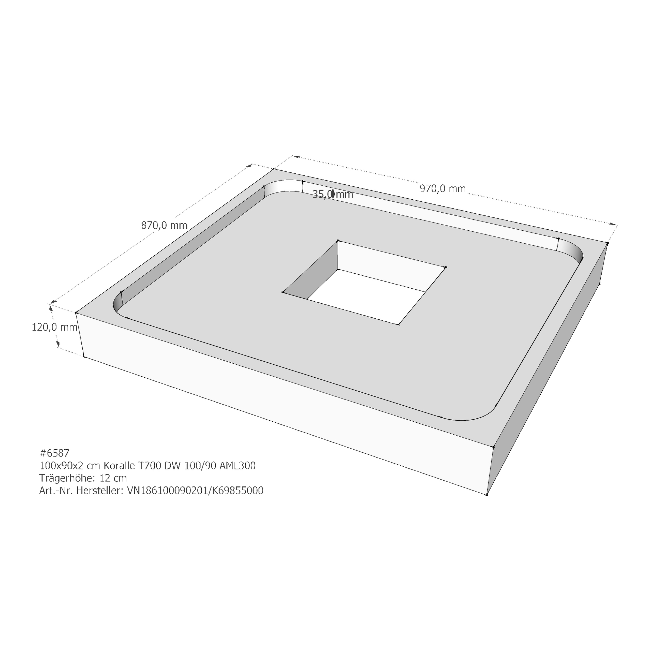Duschwannenträger für Koralle T700 DW 100/90 100 × 90 × 1,5 cm Duschwannenträger für Koralle T700 DW 100/90 100 × 90 × 1,5 cm