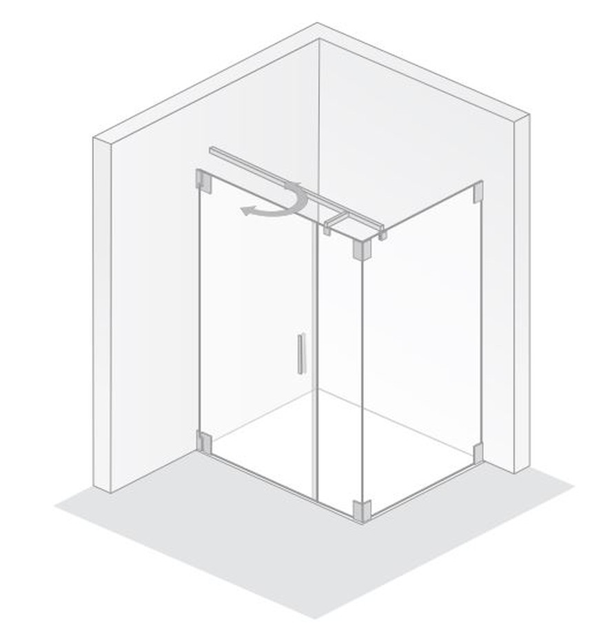 HSK Drehtür mit Nebenteil mit Seitenwand „K2“ in Glas Klar hell