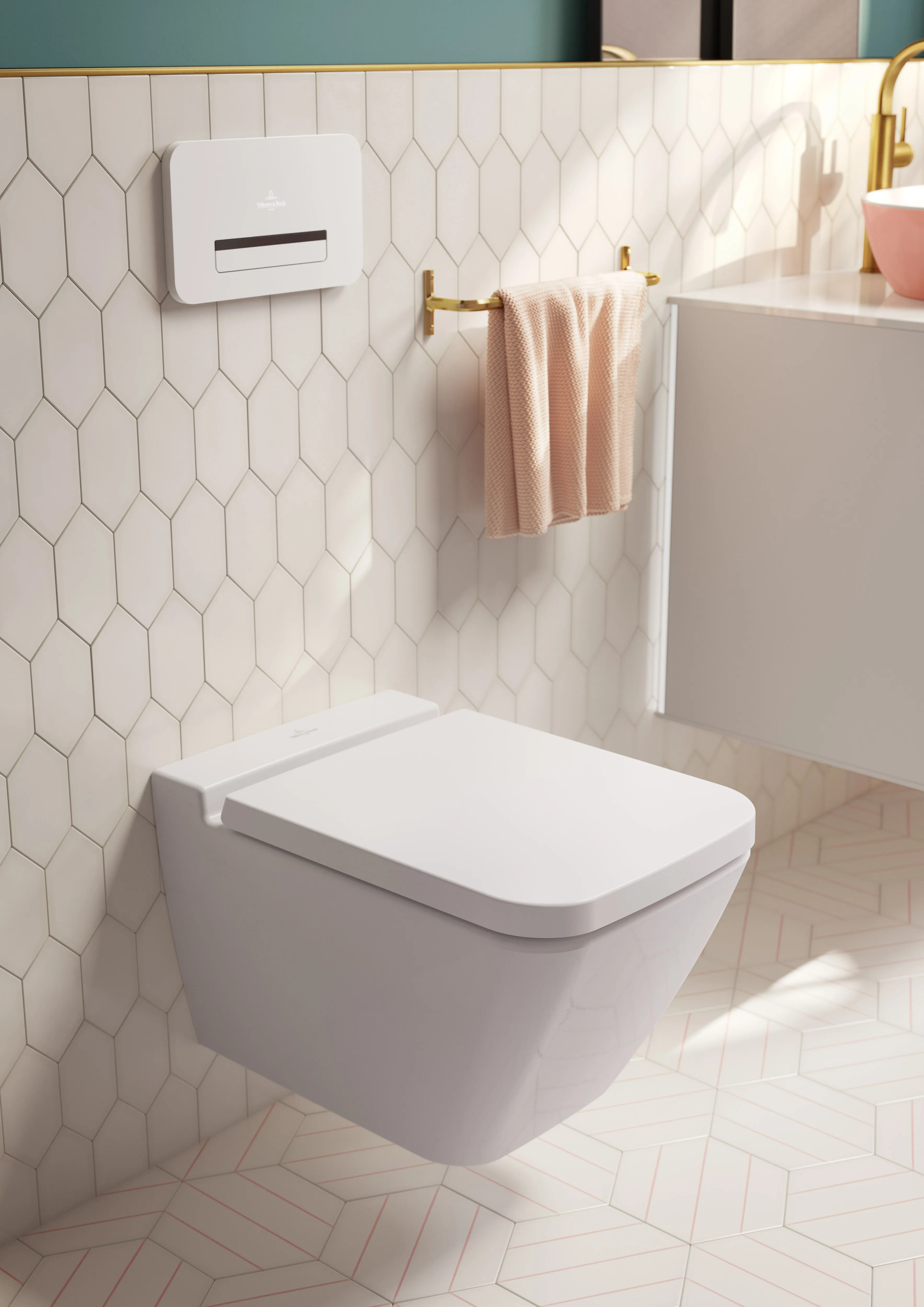 Wand-Tiefspül-WC DirectFlush „Finion“ 37,5 × 35 × 56 cm in Weiß Alpin mit CeramicPlus, ohne Spülrand