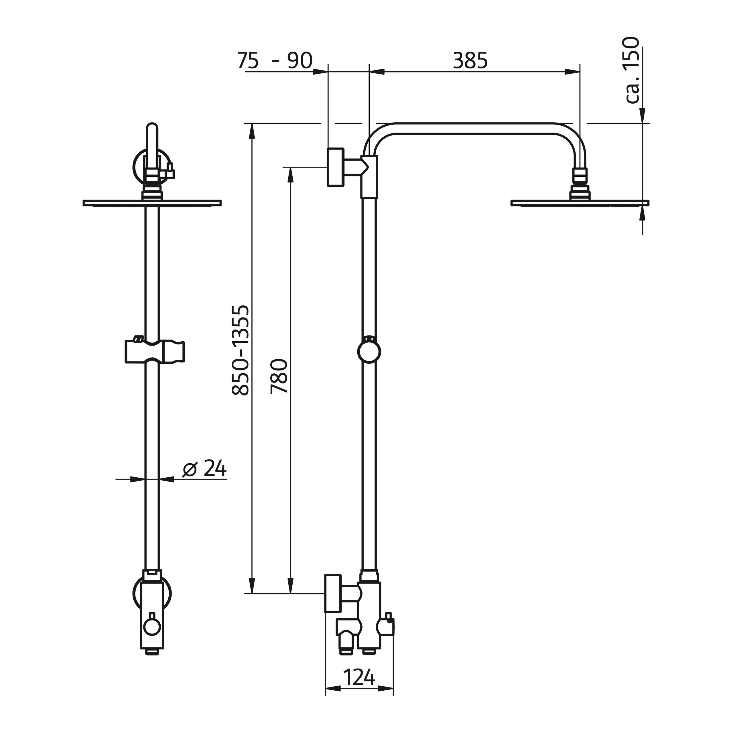 HSK Shower-Set Umsteller „RS 200 Universal“ Ausladung 385 mm in chrom HSK Shower-Set Umsteller „RS 200 Universal“ Ausladung 385 mm in chrom