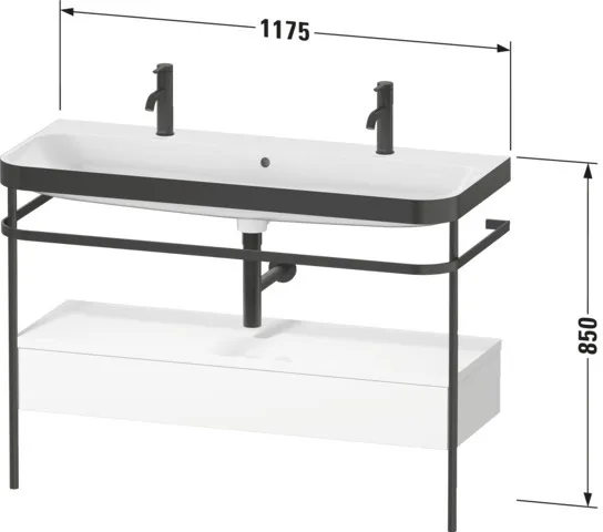Duravit Waschtischunterschrank mit Metallkonsole „Happy D.2 Plus“ 117,5 × 85 × 49 cm Graphit Supermatt