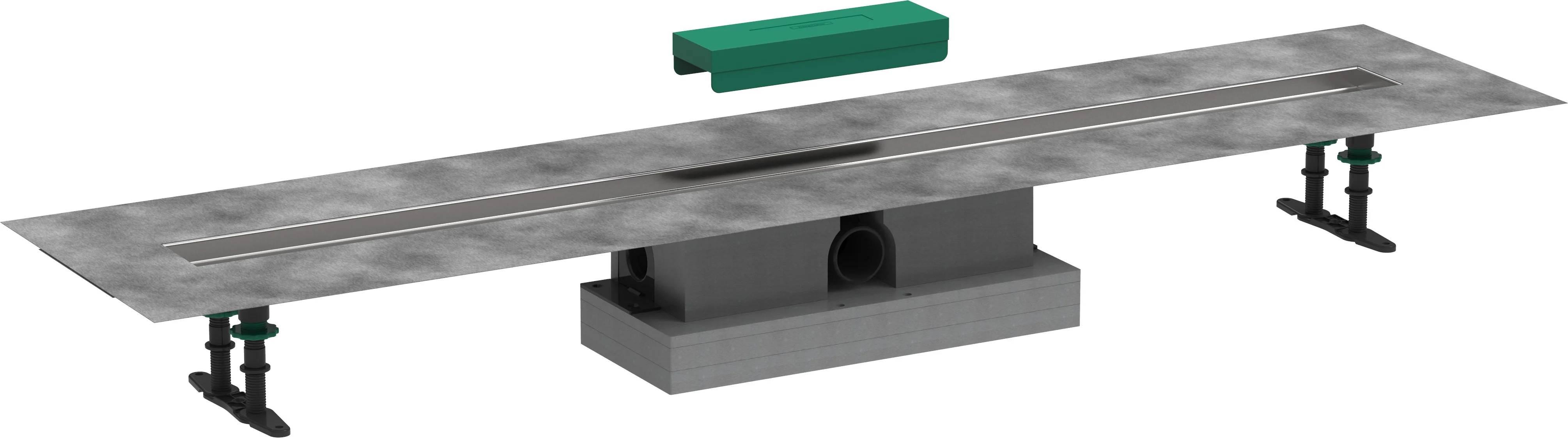 Hansgrohe uBox universal Komplettset für Standardinstallation 1200 mm, passend zu RainDrain Rock und Match Fertigsets, 3-seitiger Anschluss DN50, waagerechter Auslass