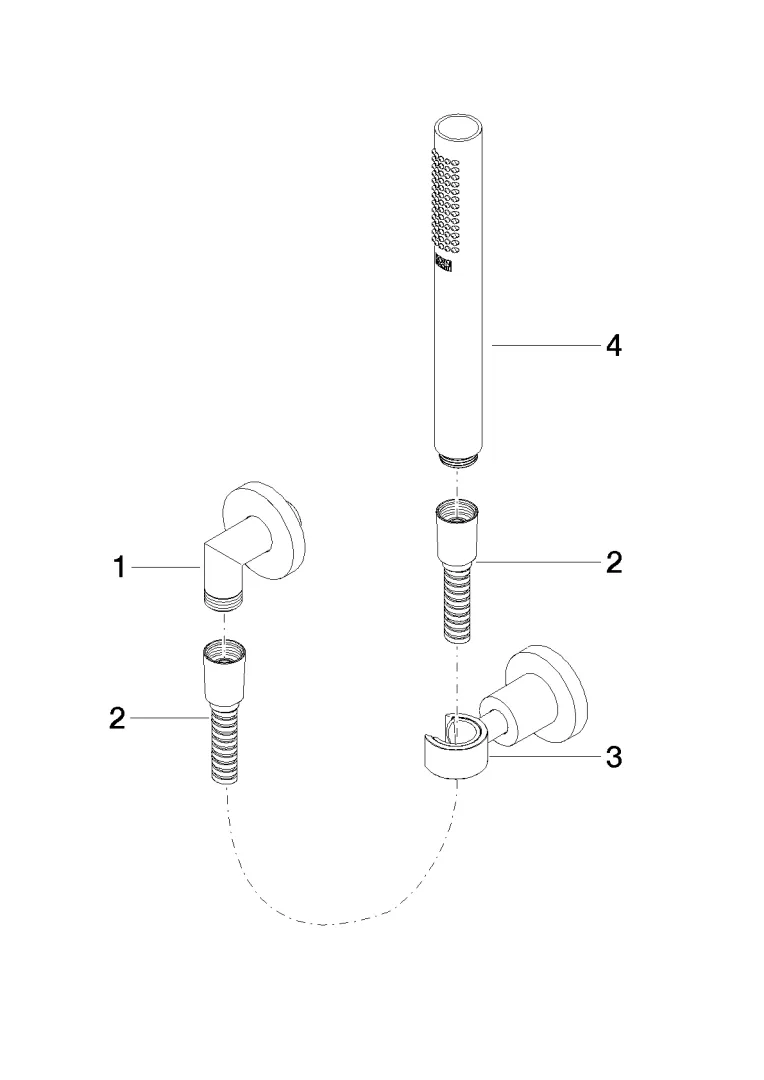 Dornbracht TARA Schlauchbrausegarnitur mit Einzelrosetten - COMPACT RAIN, Platin gebürstet Dornbracht TARA Schlauchbrausegarnitur mit Einzelrosetten - COMPACT RAIN, Platin gebürstet
