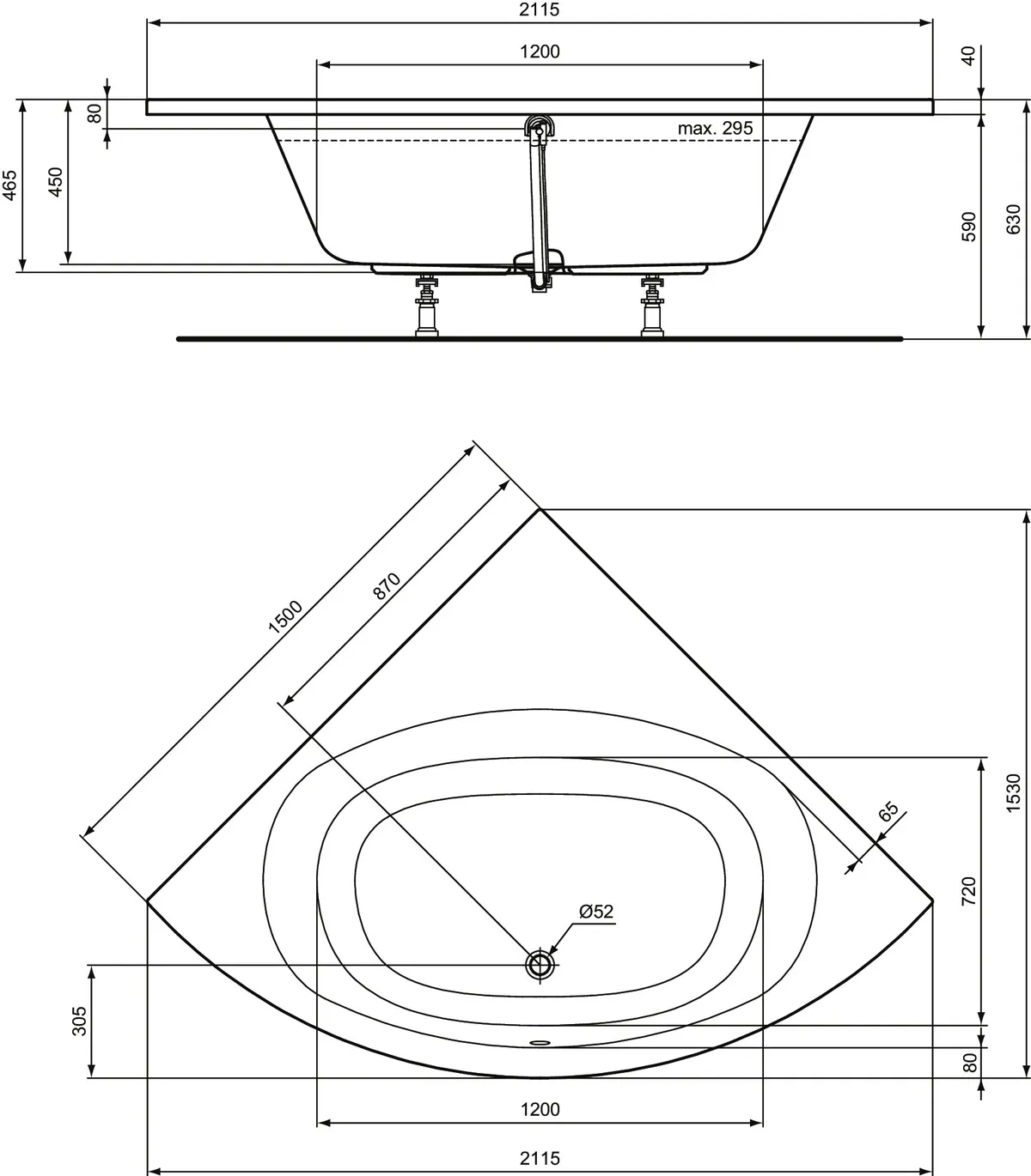 Ideal Standard Badewanne „HotlineNeu“ 150 × 150 cm Ideal Standard Badewanne „HotlineNeu“ 150 × 150 cm