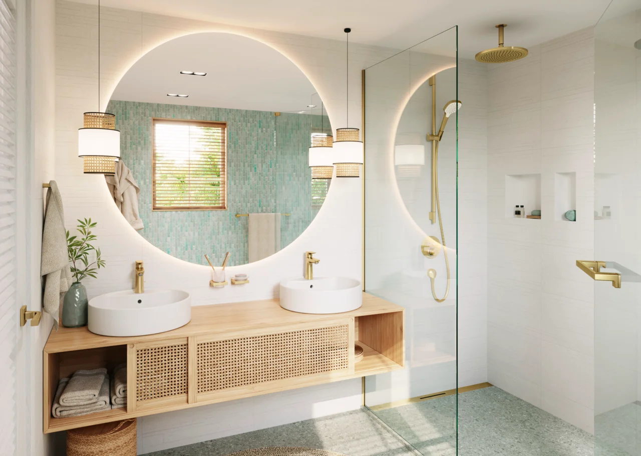 Hansgrohe RainDrain Flex Duschrinne 1000 mm, Polished Gold Optic, wandangebunden, höhenverstellbar um 10 mm, bis zu 60 l/min Ablaufleistung