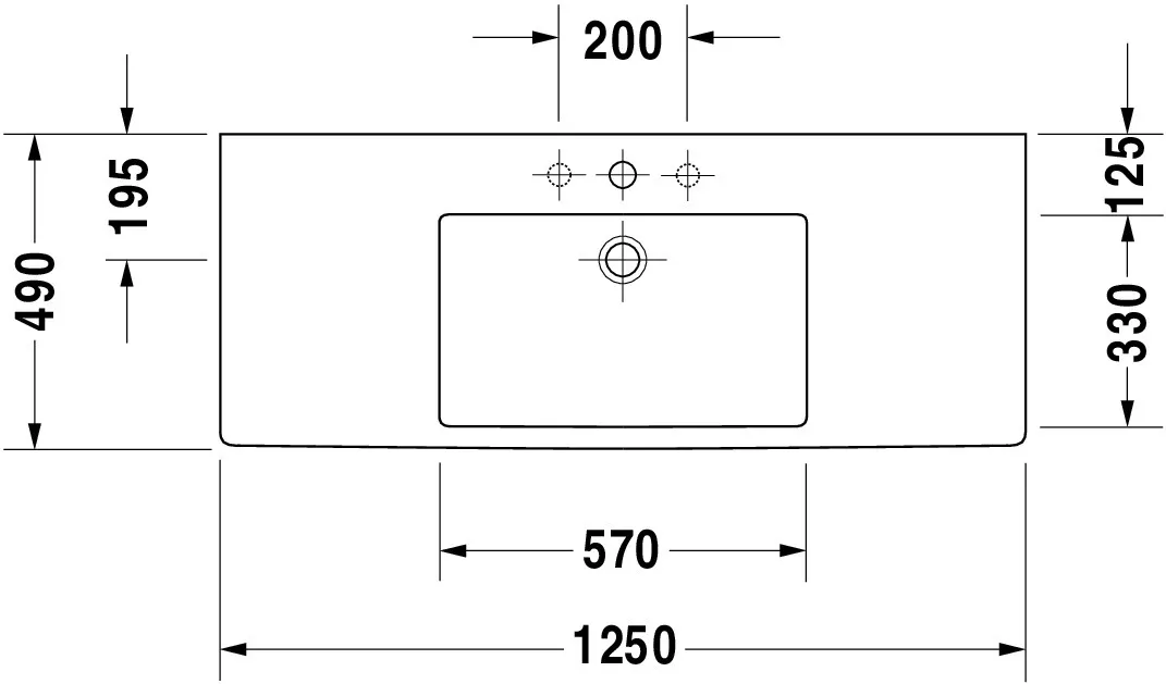 Wandwaschtisch „Vero“, mit Überlauf, Hahnlochposition mittig Wandwaschtisch „Vero“, mit Überlauf, Hahnlochposition mittig
