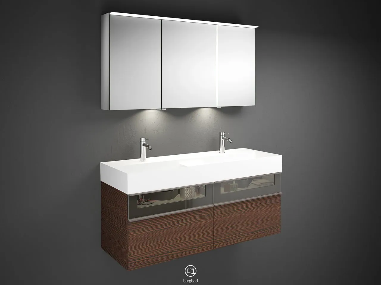 burgbad Badmöbelset „Yumo“ in Grau Hochglanz burgbad Badmöbelset „Yumo“ in Grau Hochglanz