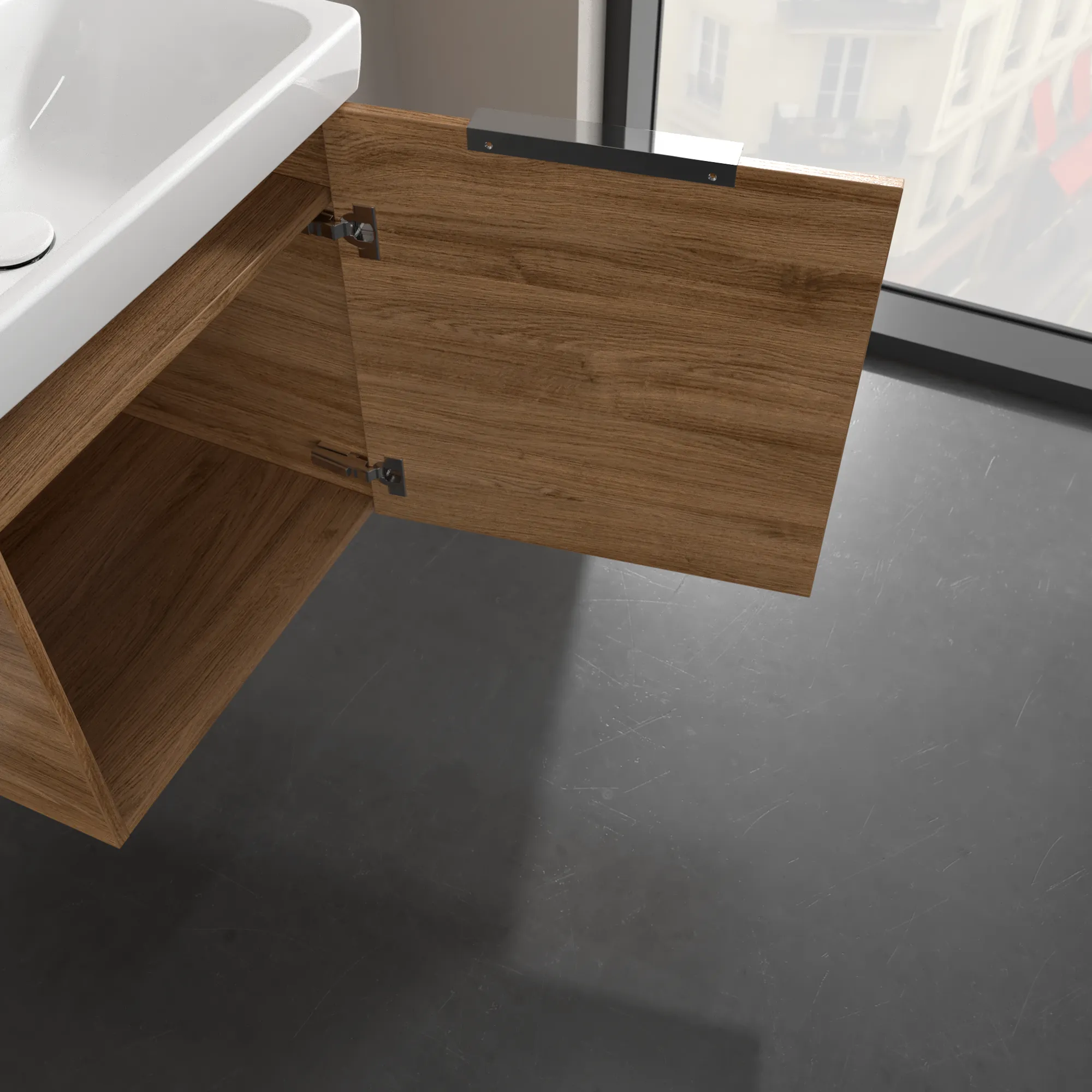 Villeroy & Boch Waschtischunterschrank „Architectura“ 500 × 520 mm Kansas Oak, Anschlag links Villeroy & Boch Waschtischunterschrank „Architectura“ 500 × 520 mm Kansas Oak, Anschlag links