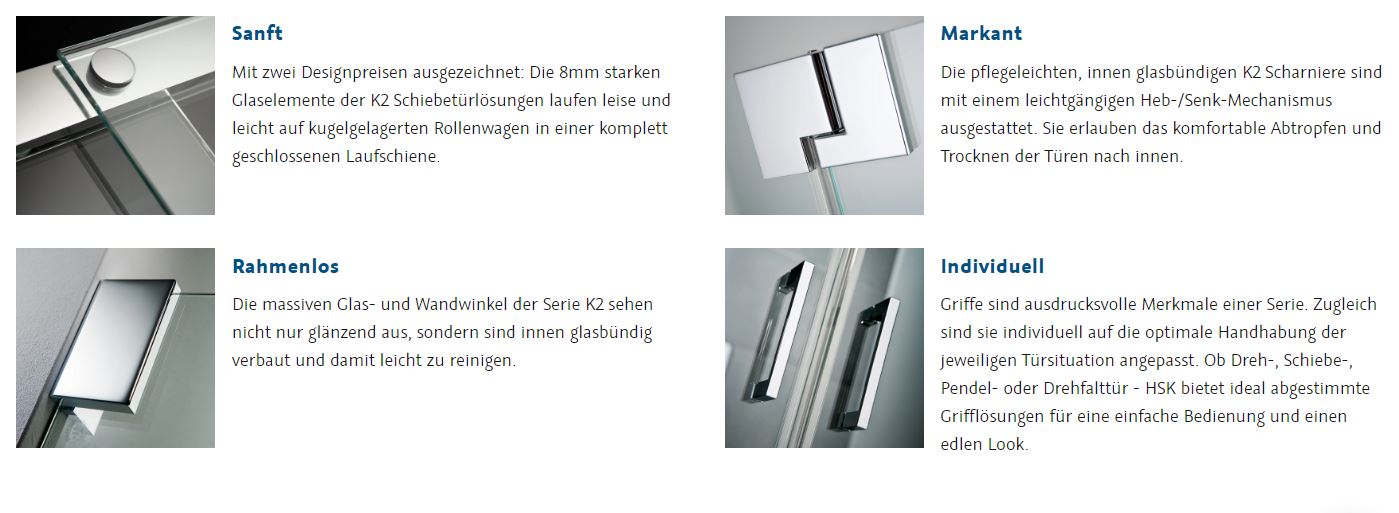 HSK Eckeinstieg Schiebetür 4-teilig „K2P“ Eckeinstieg Glas Linea 01 (80 cm), Profile Chromoptik (Alu Hochglanz poliert), H: 2000 mm HSK Eckeinstieg Schiebetür 4-teilig „K2P“ Eckeinstieg Glas Linea 01 (80 cm), Profile Chromoptik (Alu Hochglanz poliert), H: 2000 mm