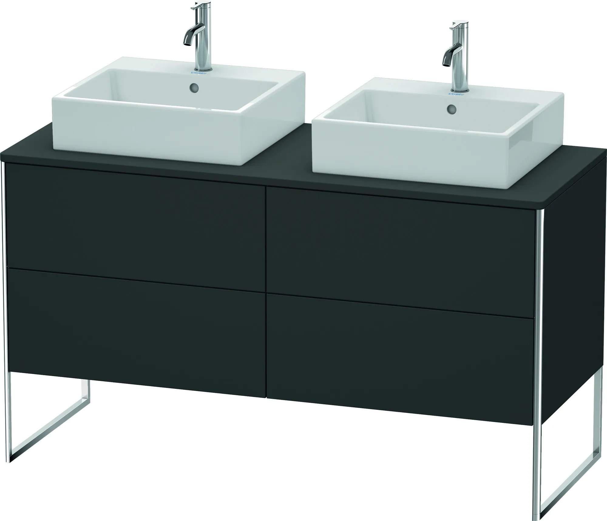 Duravit Waschtischunterschrank bodenstehend „XSquare“ 140 × 77,8 × 54,8 cm Graphit Supermatt