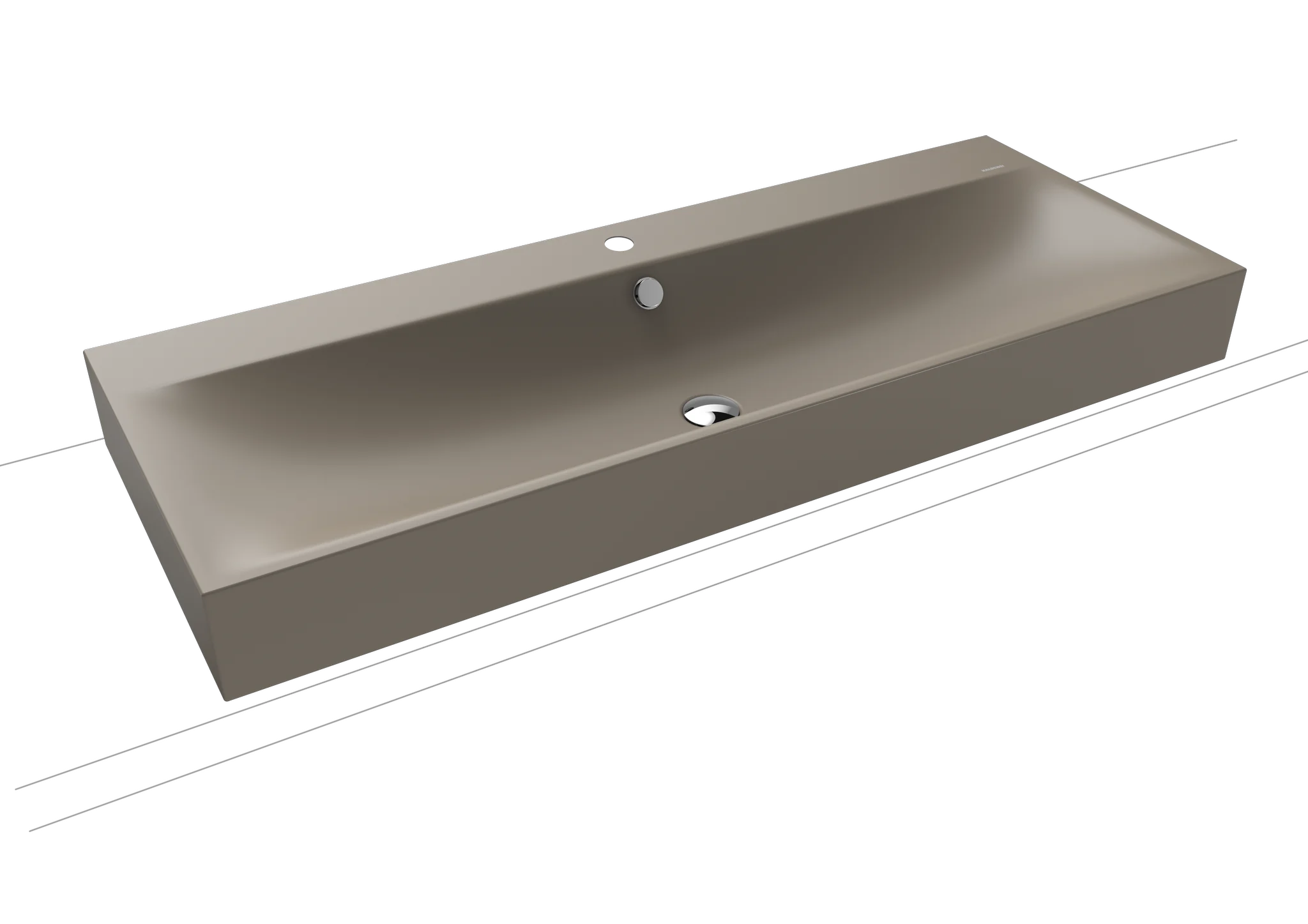 Kaldewei SILENIO Aufsatzwaschtisch, 1200x460 mm, Randhöhe 120 mm, warm grey 60, Perl-Effekt, Antidröhn, mit 1er Hahnlochbohrung, mit Überlauf,