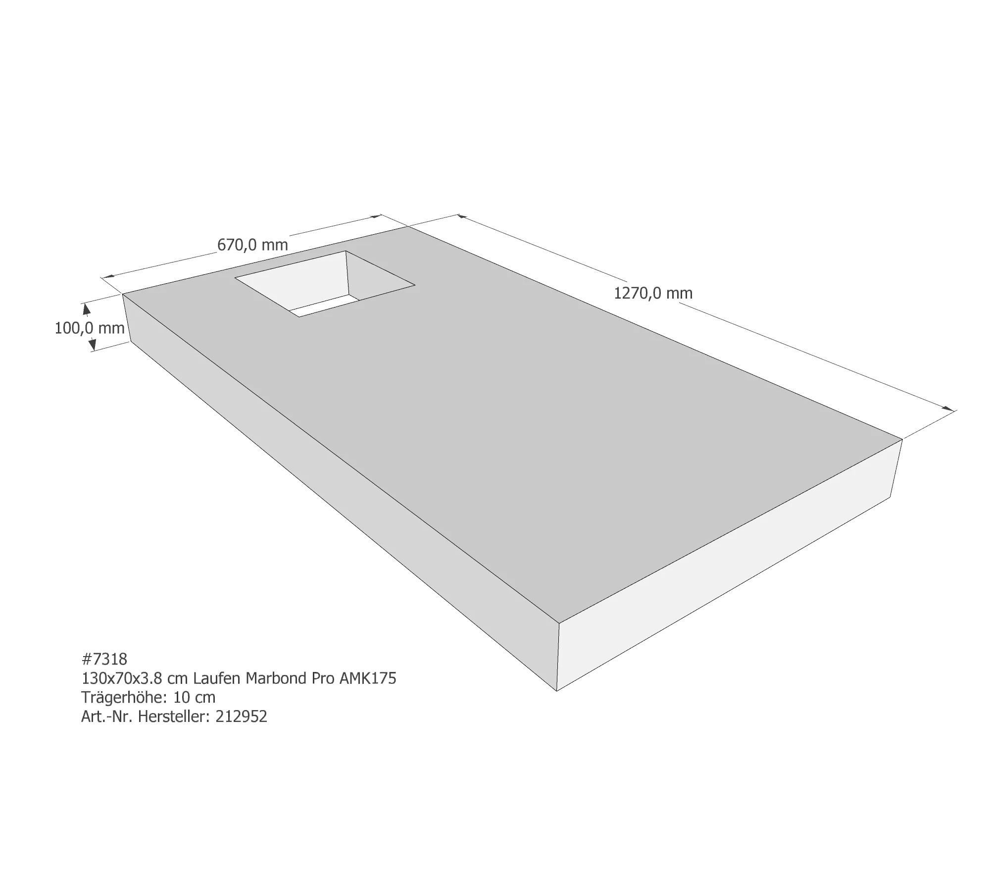 Duschwannenträger passend für Laufen Marbond_Pro 130 × 70 × 3,8 cm Duschwannenträger passend für Laufen Marbond_Pro 130 × 70 × 3,8 cm