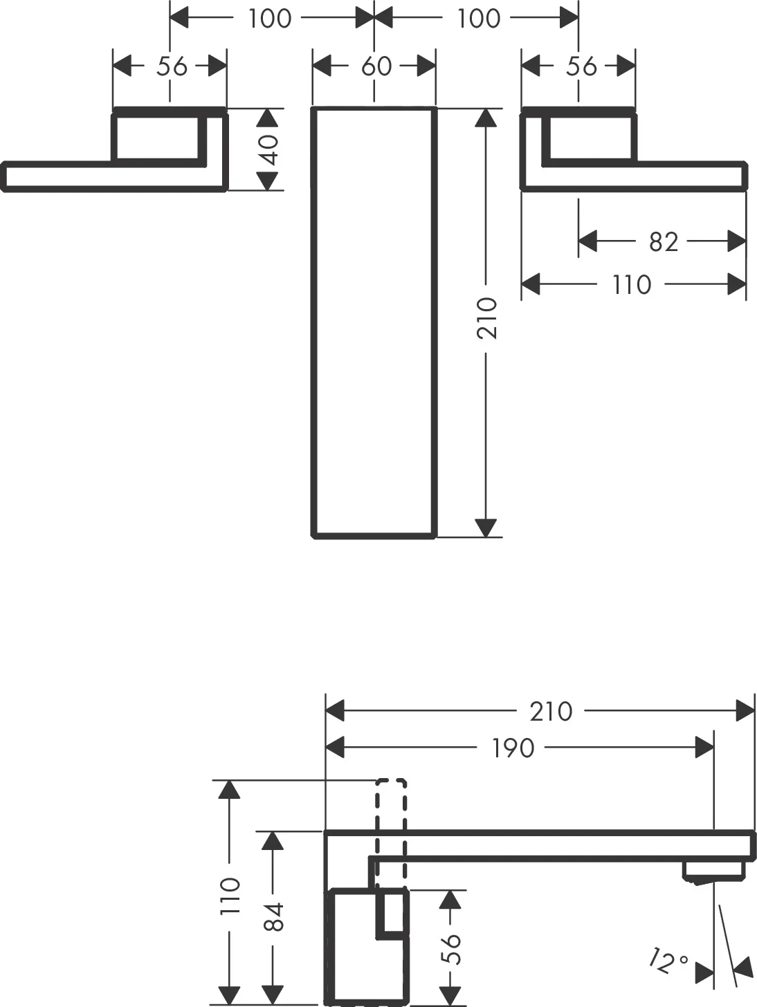 Hansgrohe AXOR Edge 3-Loch Waschtischarmatur Wandmontage Diamantschliff Chrom, Ausladung 190 mm, Hebelgriff, Normalstrahl, max. Durchfluss 5 l/min Hansgrohe AXOR Edge 3-Loch Waschtischarmatur Wandmontage Diamantschliff Chrom, Ausladung 190 mm, Hebelgriff, Normalstrahl, max. Durchfluss 5 l/min