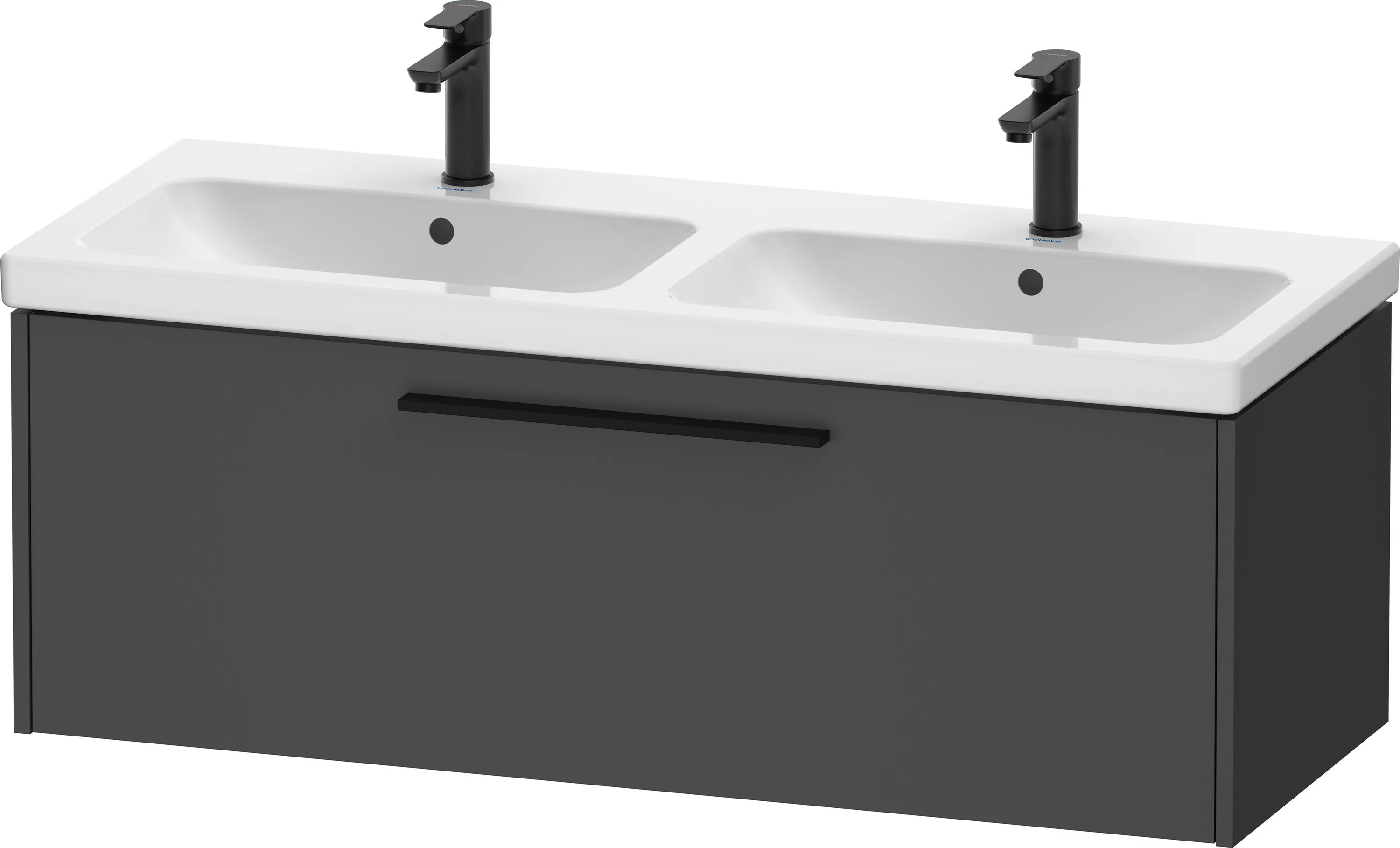 Duravit Waschtischunterschrank für Doppelwaschtisch Wandhängend „D-Code“ 118,4 × 40 × 46 cm in Graphit Matt