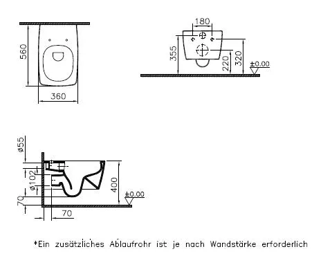 VitrA Metropole Tiefspüler-Wand-WC Flush 2.0 ohne Spülrand, 360 x 560 mm, Schwarz Matt VitrA Metropole Tiefspüler-Wand-WC Flush 2.0 ohne Spülrand, 360 x 560 mm, Schwarz Matt
