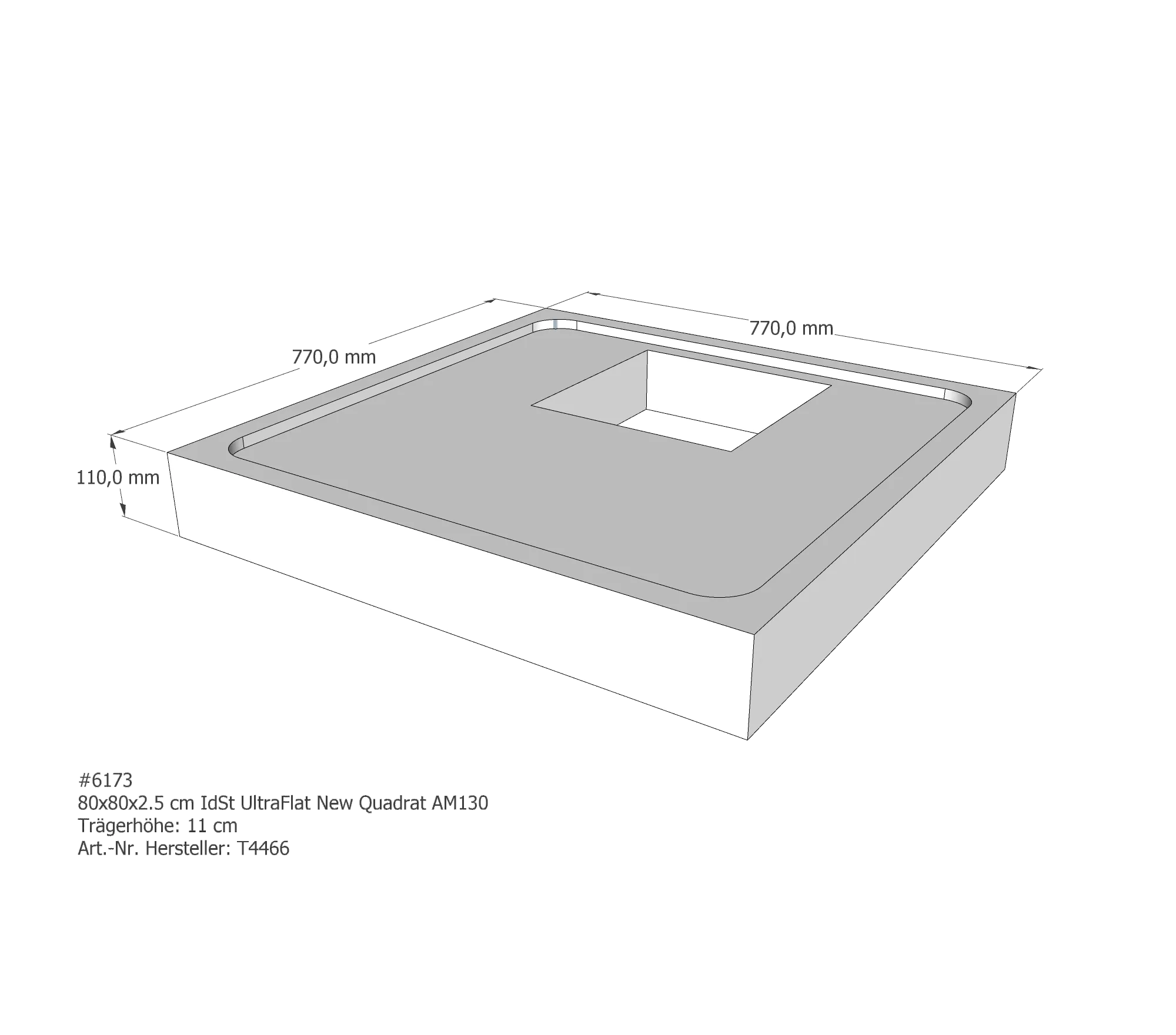 Duschwannenträger für Ideal Standard Ultra Flat New 80 × 80 × 2,5 cm