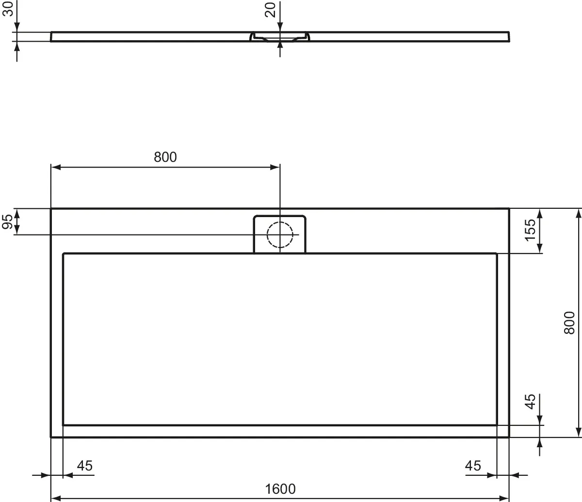 Ideal Standard Duschwanne „UltraFlatSi.life“ 80 × 160 cm in Quarzgrau Ideal Standard Duschwanne „UltraFlatSi.life“ 80 × 160 cm in Quarzgrau