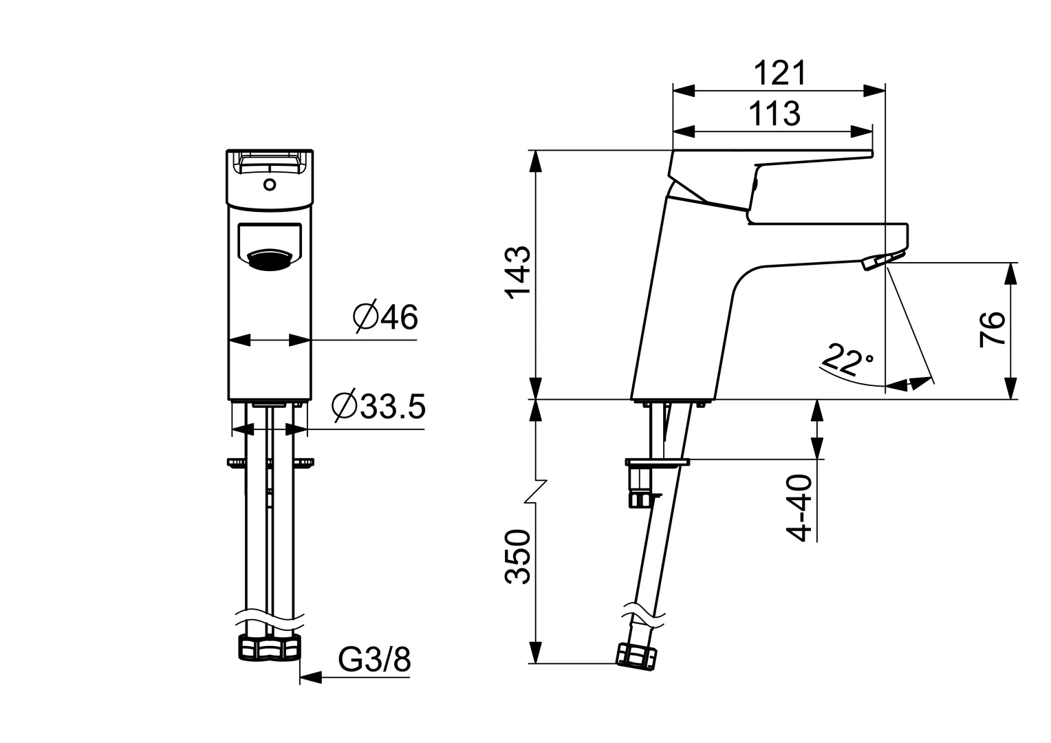 HansaTWIST EHM WT-Batt. Waschtischarmatur Standmontage Einhebelmischer Chrom DN15 121mm HansaTWIST EHM WT-Batt. Waschtischarmatur Standmontage Einhebelmischer Chrom DN15 121mm