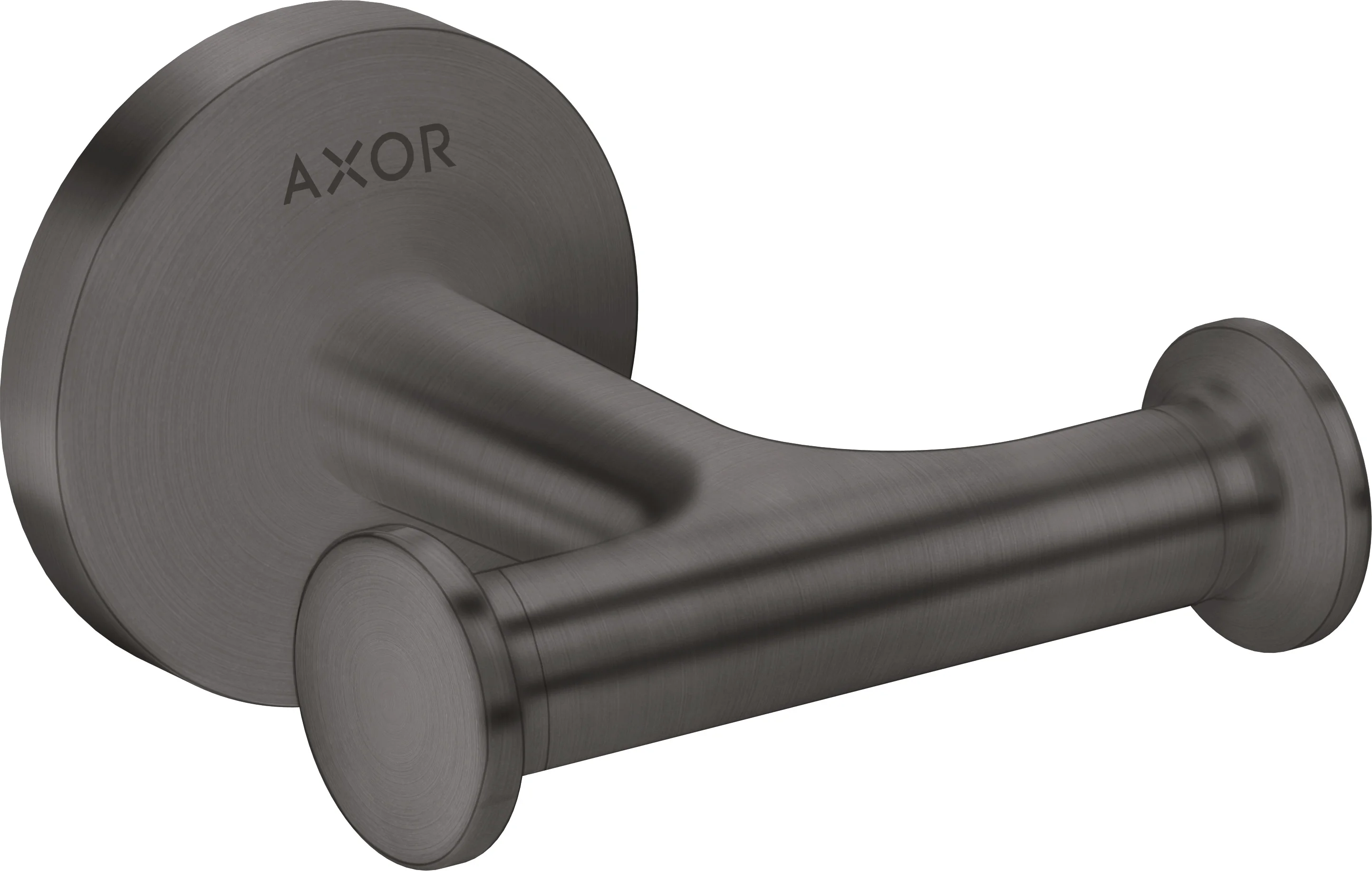 Hansgrohe AXOR Universal Circular Handtuchhaken doppelt, Brushed Black Chrome, Wandmontage mit verdeckter Befestigung, Bohrabstand 35 mm, Bohrloch-Durchmesser 6 mm