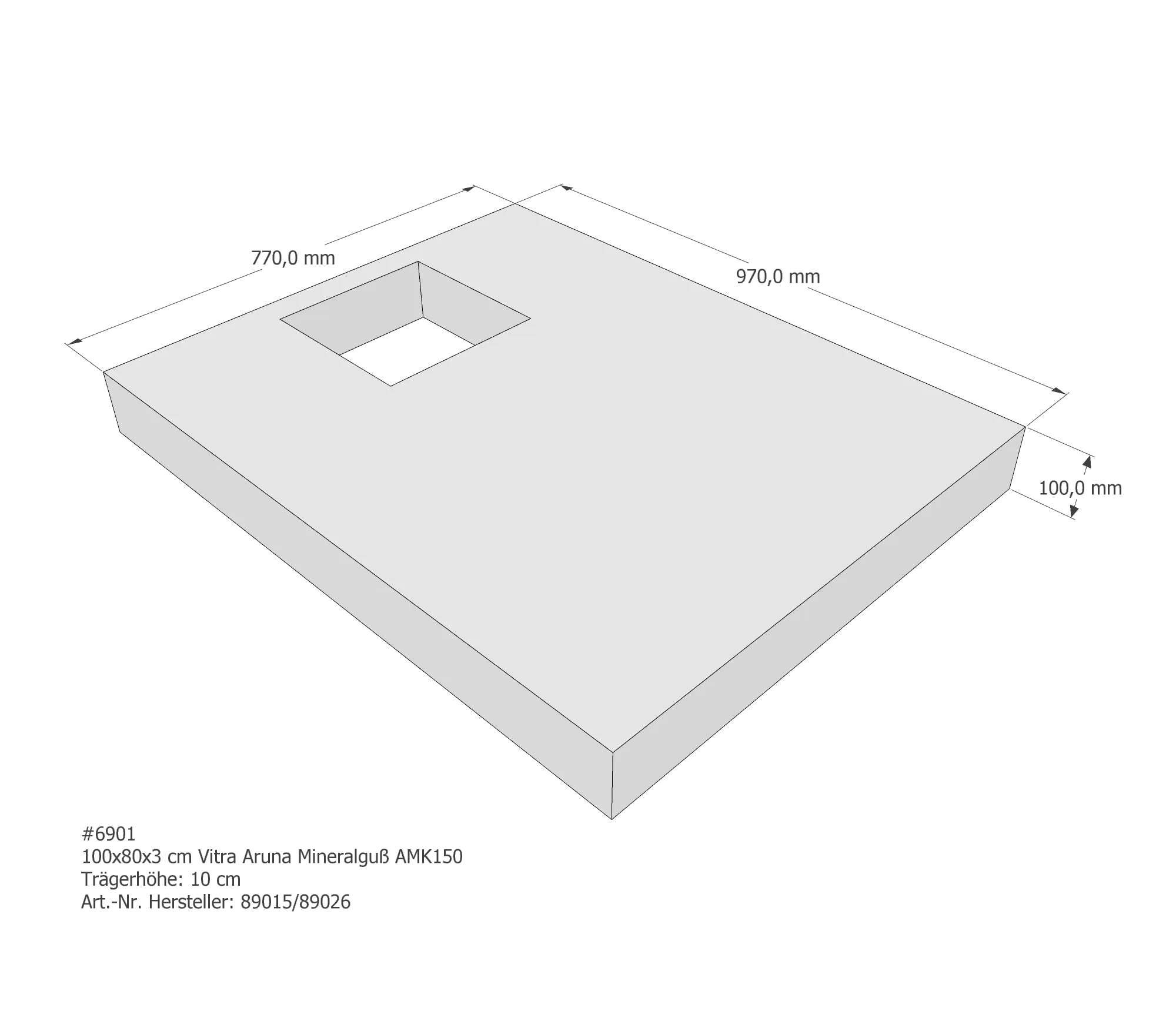 Duschwannenträger passend für VitrA Aruna 100 × 80 × 3 cm