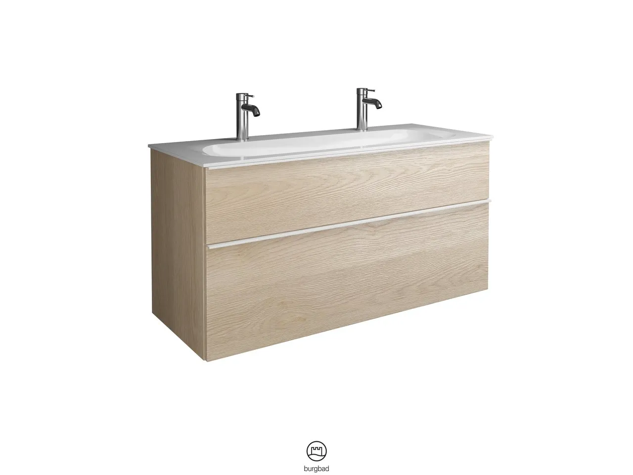 burgbad Badmöbelset „Fiumo“ Griff, Chrom (230 mm), in Weiß Matt burgbad Badmöbelset „Fiumo“ Griff, Chrom (230 mm), in Weiß Matt