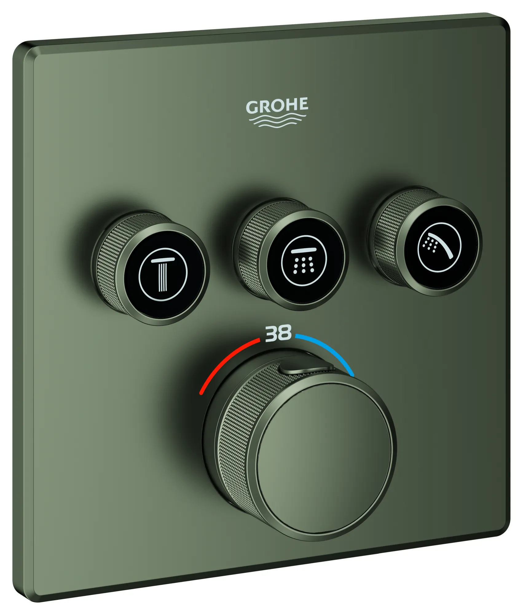 Thermostat Grohtherm SmartControl 29126, mit 3 Absperrventilen und integriertem Brausehalter, Fertigmontageset für Rapido SmartBox, Wandrosette eckig, chrom