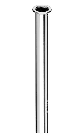 Kupferrohr Ø 12 mm, Einerseits mit Bördel Ø 18 mm für G 1/2 Überwurfmutter, andererseits glatt, 500 mm, chrom Kupferrohr Ø 12 mm, Einerseits mit Bördel Ø 18 mm für G 1/2 Überwurfmutter, andererseits glatt, 500 mm, chrom