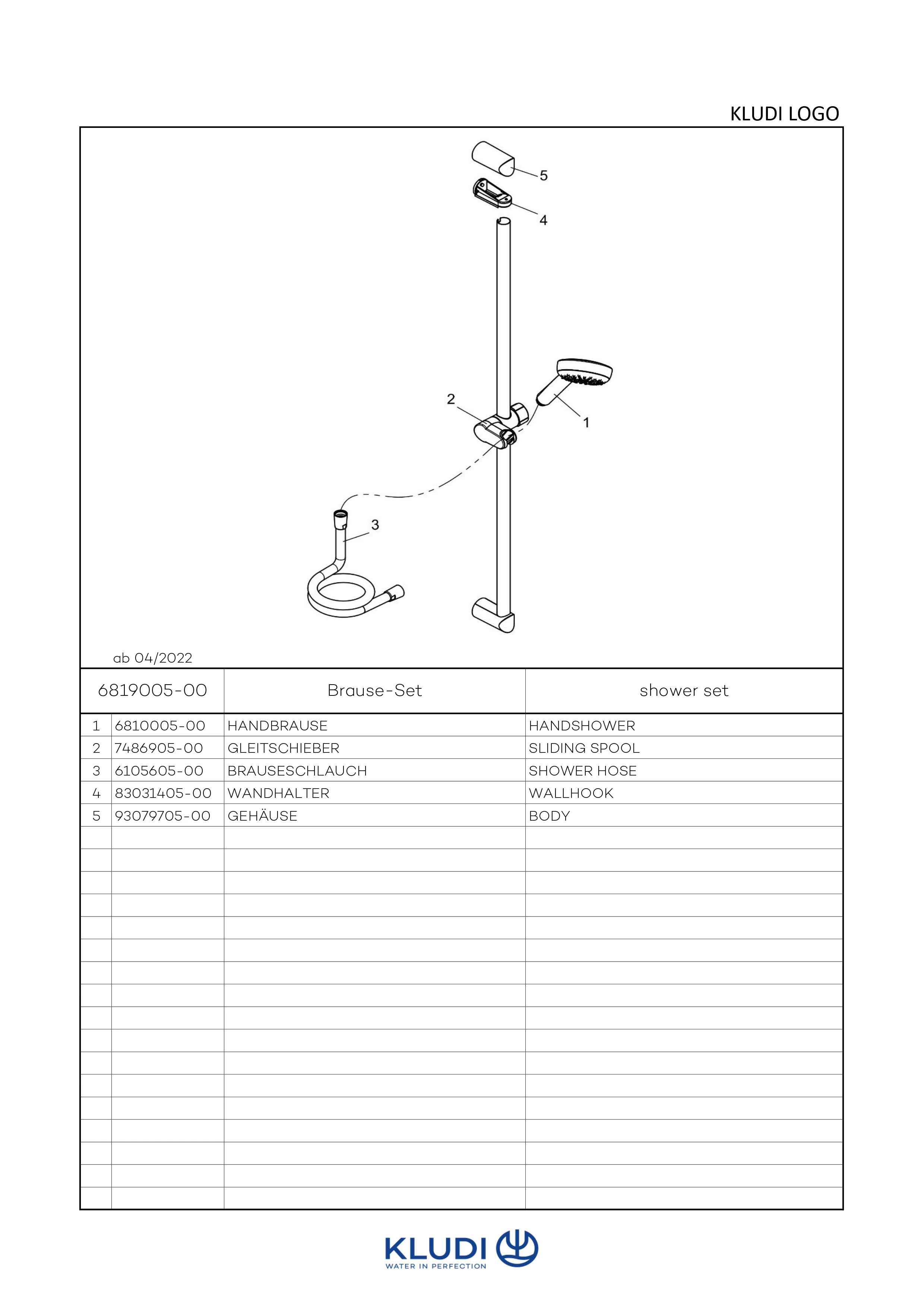 LOGO 1S Brause-Set mit Wandstange 900mm chrom