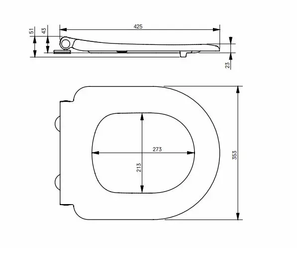 Toto WC-Sitzring „CF“ 353 × 425 × 51 mm