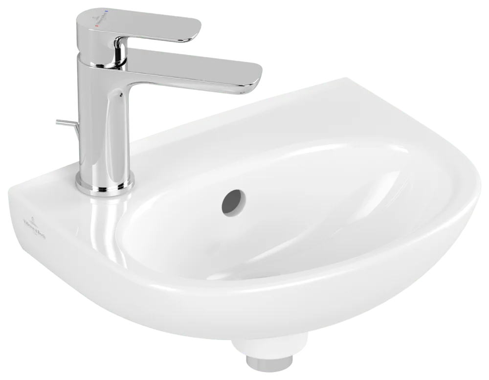 Villeroy & Boch O.novo Handwaschbecken 360x275mm Oval links m. Überlauf Weiß CeramicPlus Villeroy & Boch O.novo Handwaschbecken 360x275mm Oval links m. Überlauf Weiß CeramicPlus
