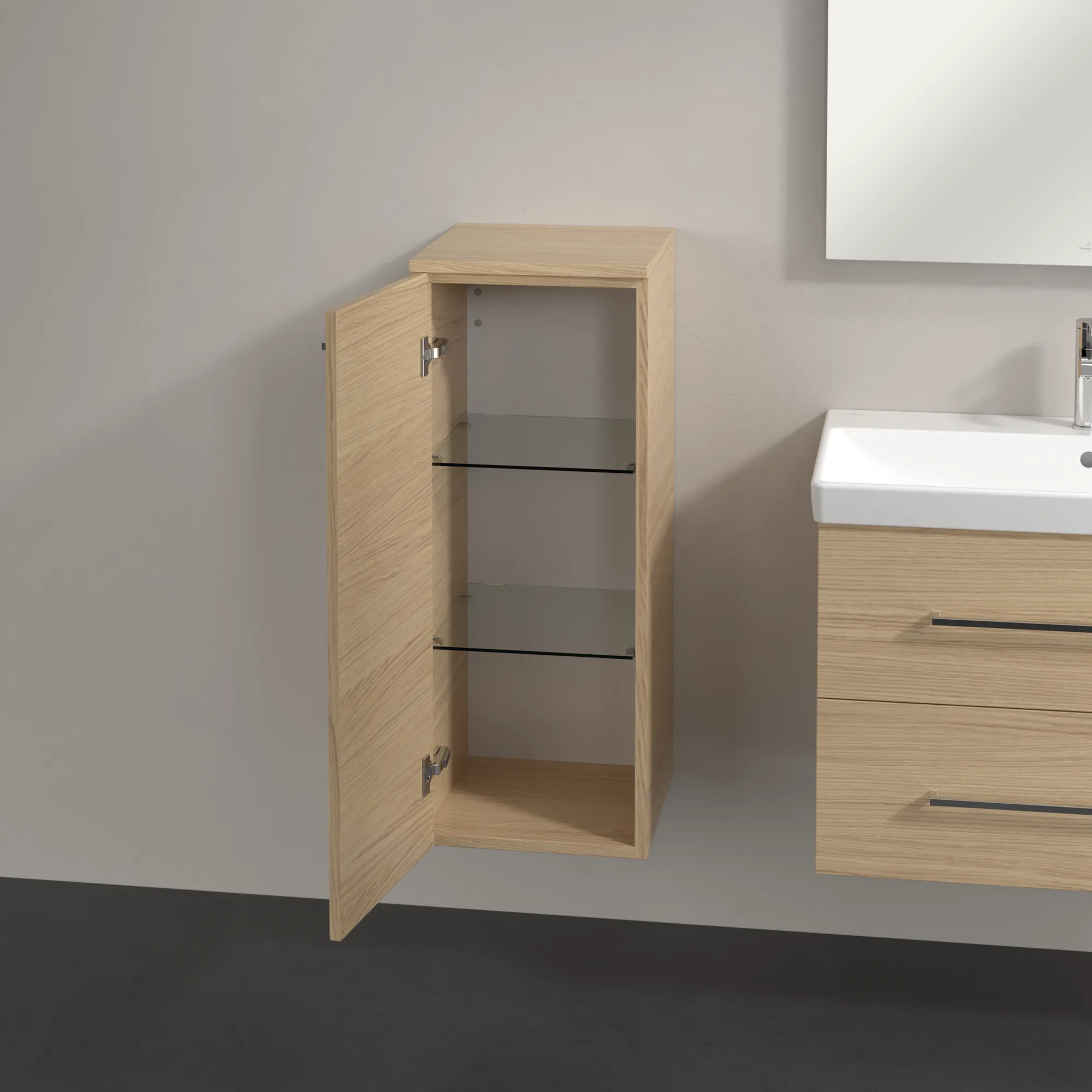 Villeroy & Boch Seitenschrank „Avento“ 35 × 89 × 37,3 × 37,3 cm Nordic Oak, Anschlag links, Soft Closing, 1 Tür