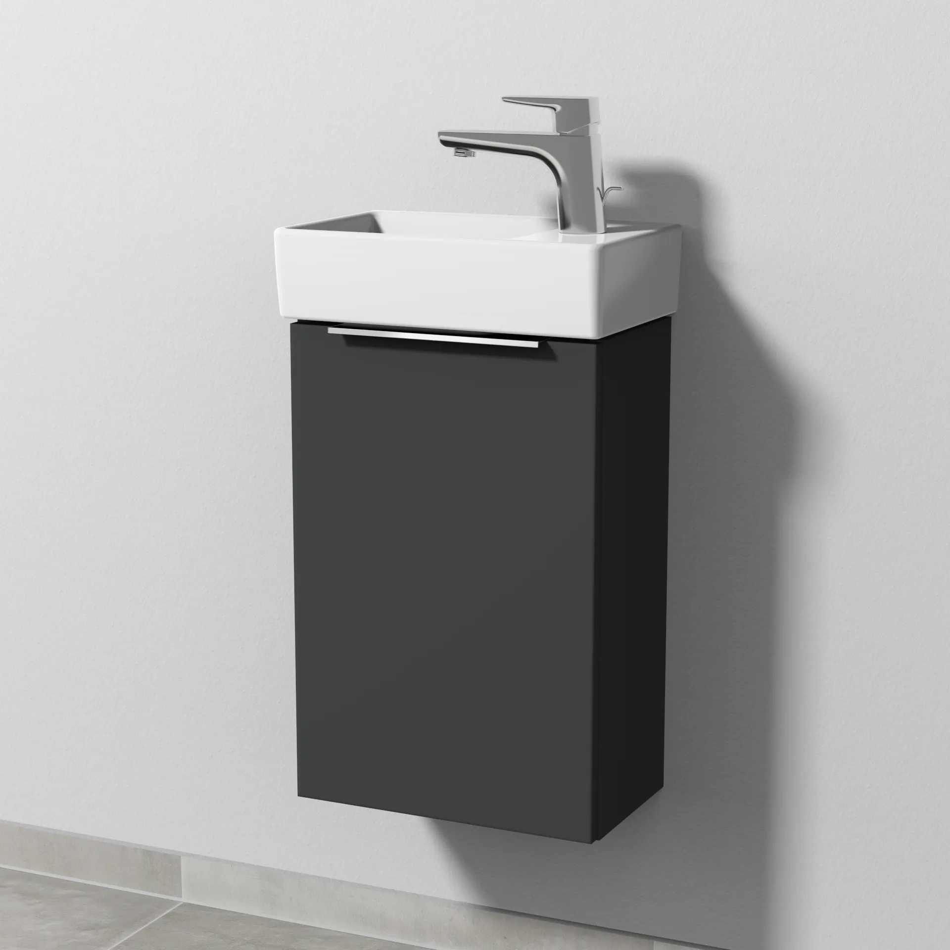 Sanipa Waschtischunterschrank „3way“ passend zu Keramik-Waschtische Avento von Villeroy & Boch 340 × 510 × 202 mm in Graphit (matt), Anschlag links