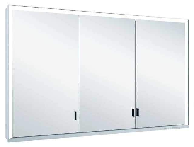 KEUCO Wandvorbau Spiegelschrank mit verdecktem Ablagefach „Royal Lumos“ in Silber (eloxiert), Aufputz, mit Steckdosen, ohne Spiegelheizung 1200 × 735 × 130 mm