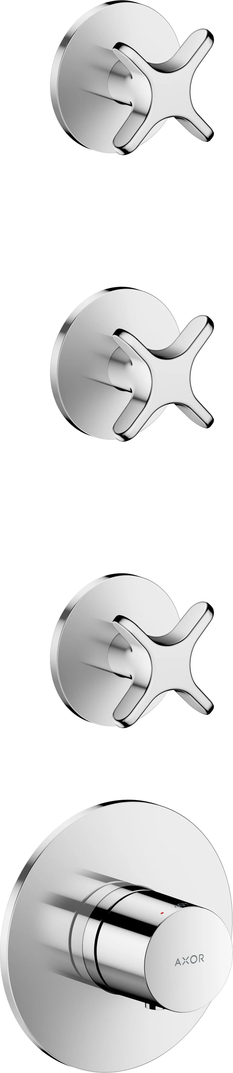 Hansgrohe AXOR One Thermostatmodul Unterputz für 3 Verbraucher mit Kreuzgriff, Chrom