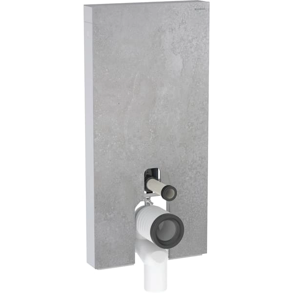 Monolith Plus Sanitärmodul für Stand-WC, 101 cm, Frontverkleidung aus Steinzeug: Steinzeug Betonoptik, Aluminium