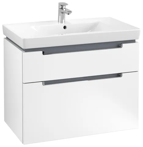 Villeroy & Boch Waschtischunterschrank „Subway 2.0“ 787 × 590 × 449 mm Weiß Matt, für Becken mittig, ohne Beleuchtung