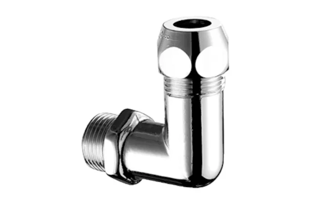 Winkel-Verschraubung mit Außengewinde, DN 15 G 1/2 AG, Ø 10 mm (DN 10 G 3/8 AG), chrom