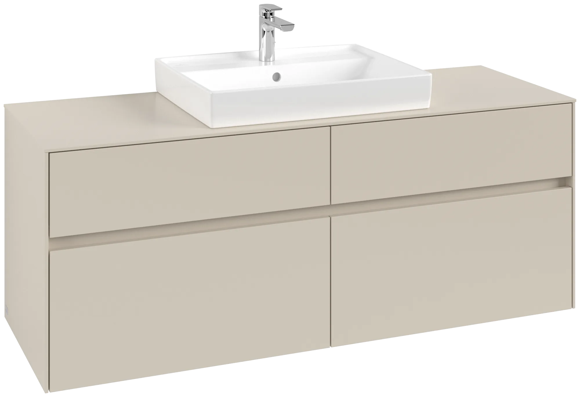Villeroy & Boch Waschtischunterschrank „Collaro“ 1400 × 548 × 500 mm Cashmere Grey, mit Beleuchtung, für Becken mittig