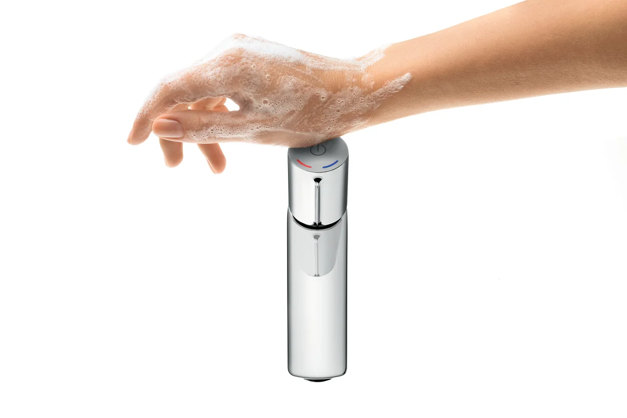Hansgrohe Talis Select E Waschtischmischer 110, Chrom, Ausladung 112 mm, Auslaufhöhe 104 mm, Zylindergriff, Normalstrahl, max. Durchflussmenge 5 l/min