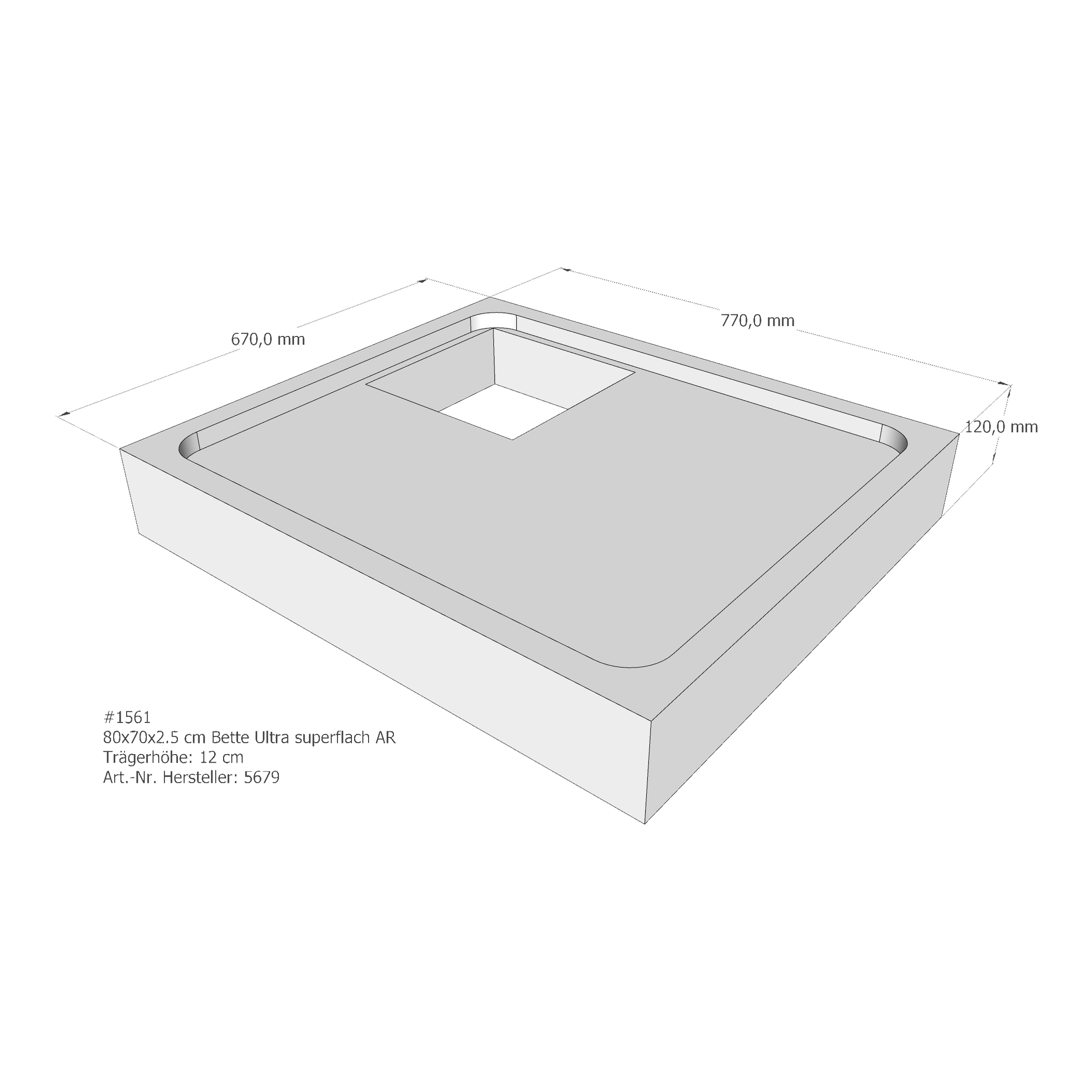 Duschwannenträger Bette BetteUltra (superflach) 80x70x2,5 cm AR210