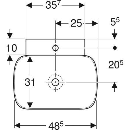 Aufsatzwaschtisch in Schalenform „One“, rechteckig 50 × 42,5 cm in weiß mit KeraTect® Aufsatzwaschtisch in Schalenform „One“, rechteckig 50 × 42,5 cm in weiß mit KeraTect®
