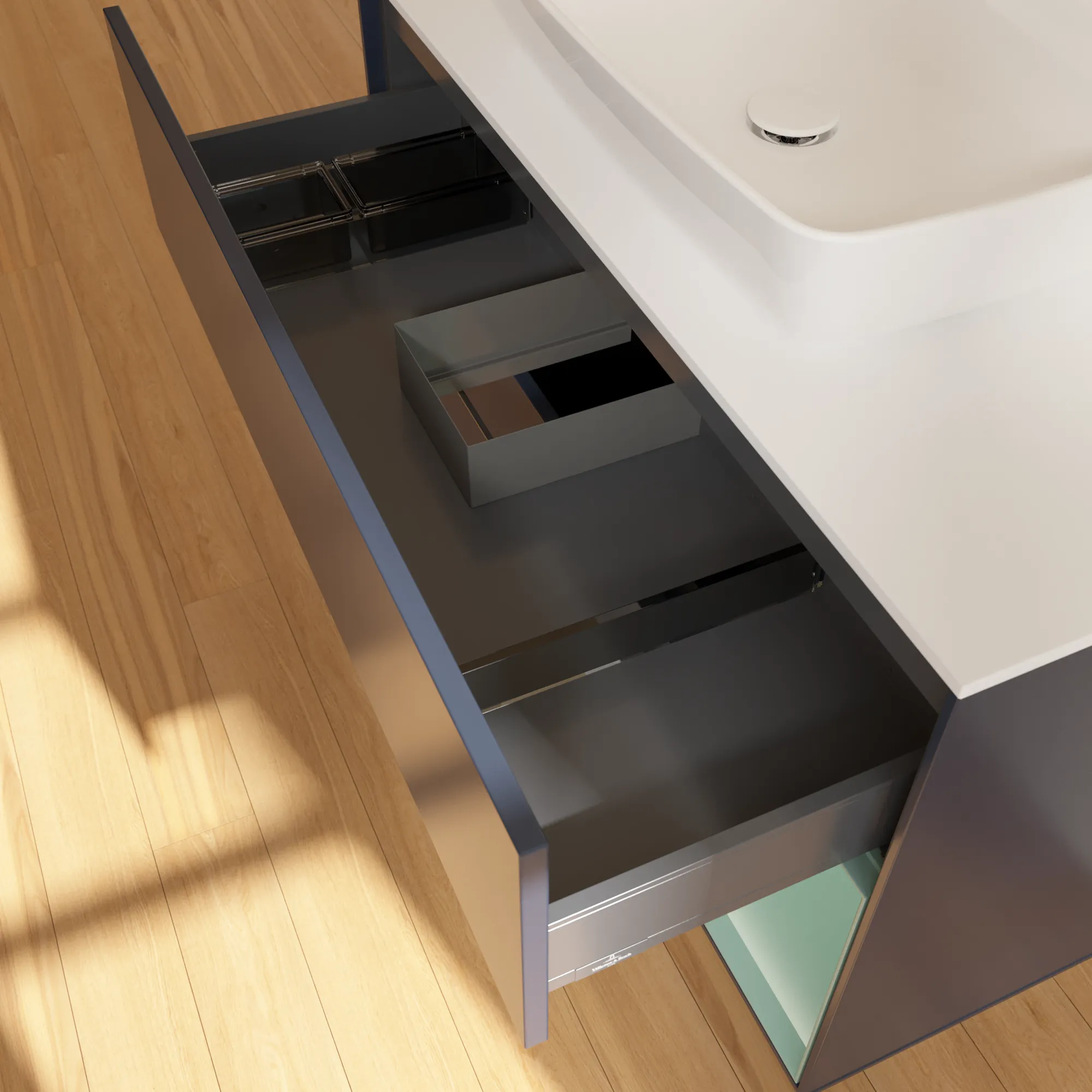 Villeroy & Boch Waschtischunterschrank „Finion“ für Schrankwaschtisch 1000 × 603 × 501 mm Midnight Blue Matt Lacquer, für Becken mittig, mit Hahnlochbohrung Villeroy & Boch Waschtischunterschrank „Finion“ für Schrankwaschtisch 1000 × 603 × 501 mm Midnight Blue Matt Lacquer, für Becken mittig, mit Hahnlochbohrung