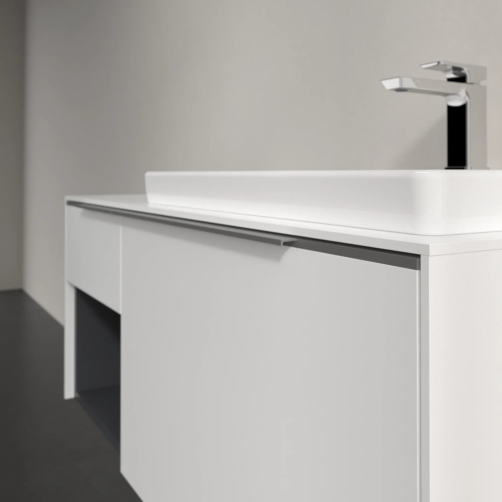 Villeroy & Boch Waschtischunterschrank mit Regalelement „Subway 3.0“ für Schrankwaschtisch 1001 × 423 × 516 mm Pure White, für Becken rechts