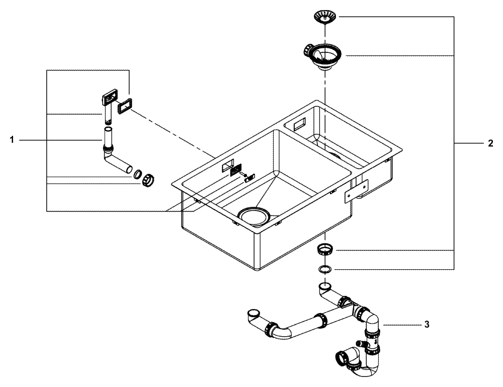 Grohe K700U Edelstahlspüle Unterbau links Grohe K700U Edelstahlspüle Unterbau links