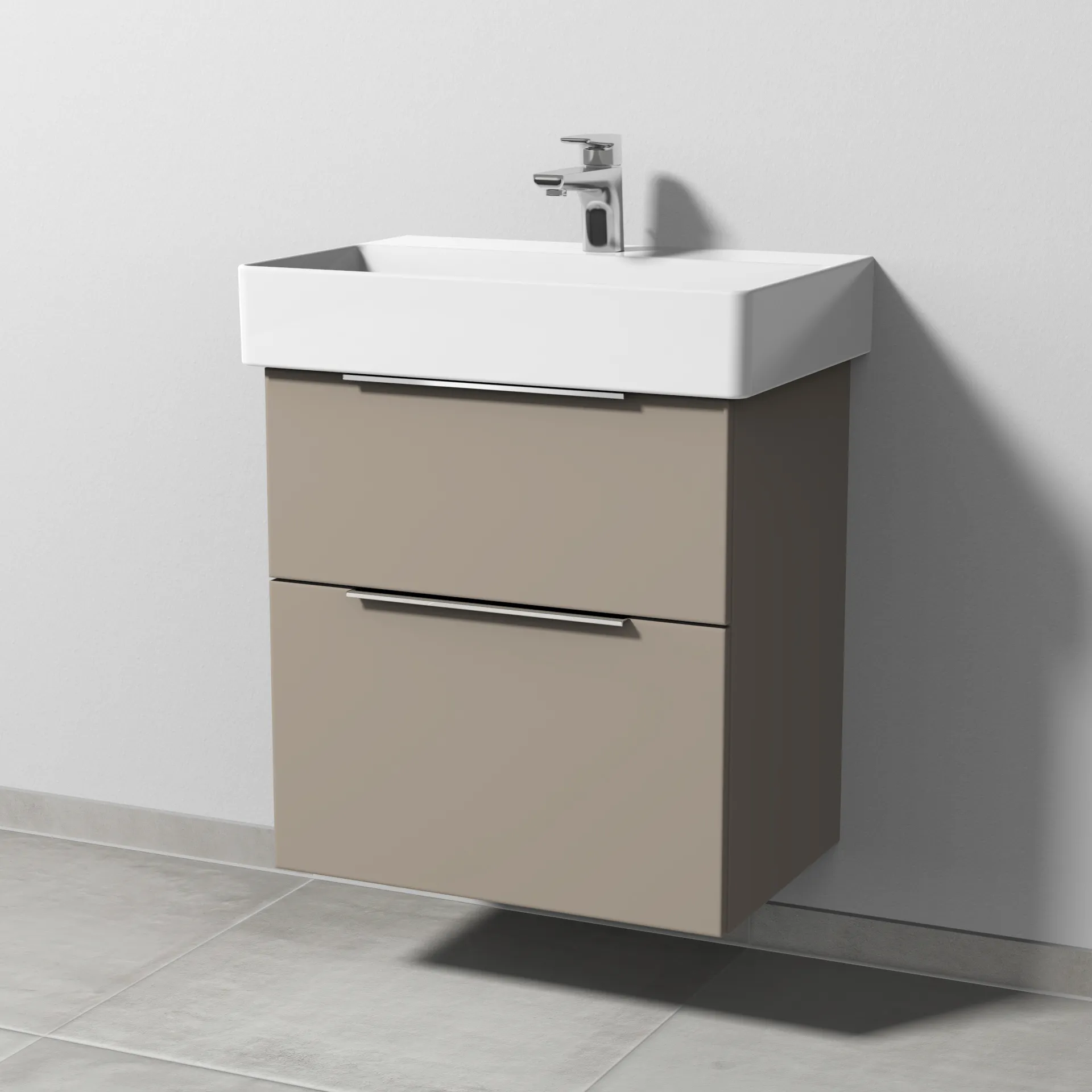 Sanipa Waschtischunterschrank „3way“ passend zu Keramik-Waschtische Dura Square von Duravit 550 × 588 × 377 mm in Sandgrau (matt) Sanipa Waschtischunterschrank „3way“ passend zu Keramik-Waschtische Dura Square von Duravit 550 × 588 × 377 mm in Sandgrau (matt)